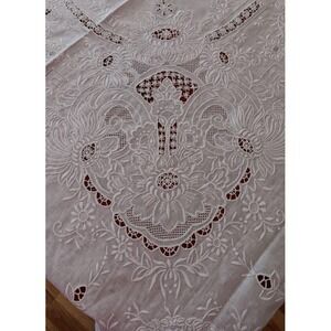 Vintage Banquet Tablecloth Napkins Chee Foo Needle Lace Oval Banquet Set Unused